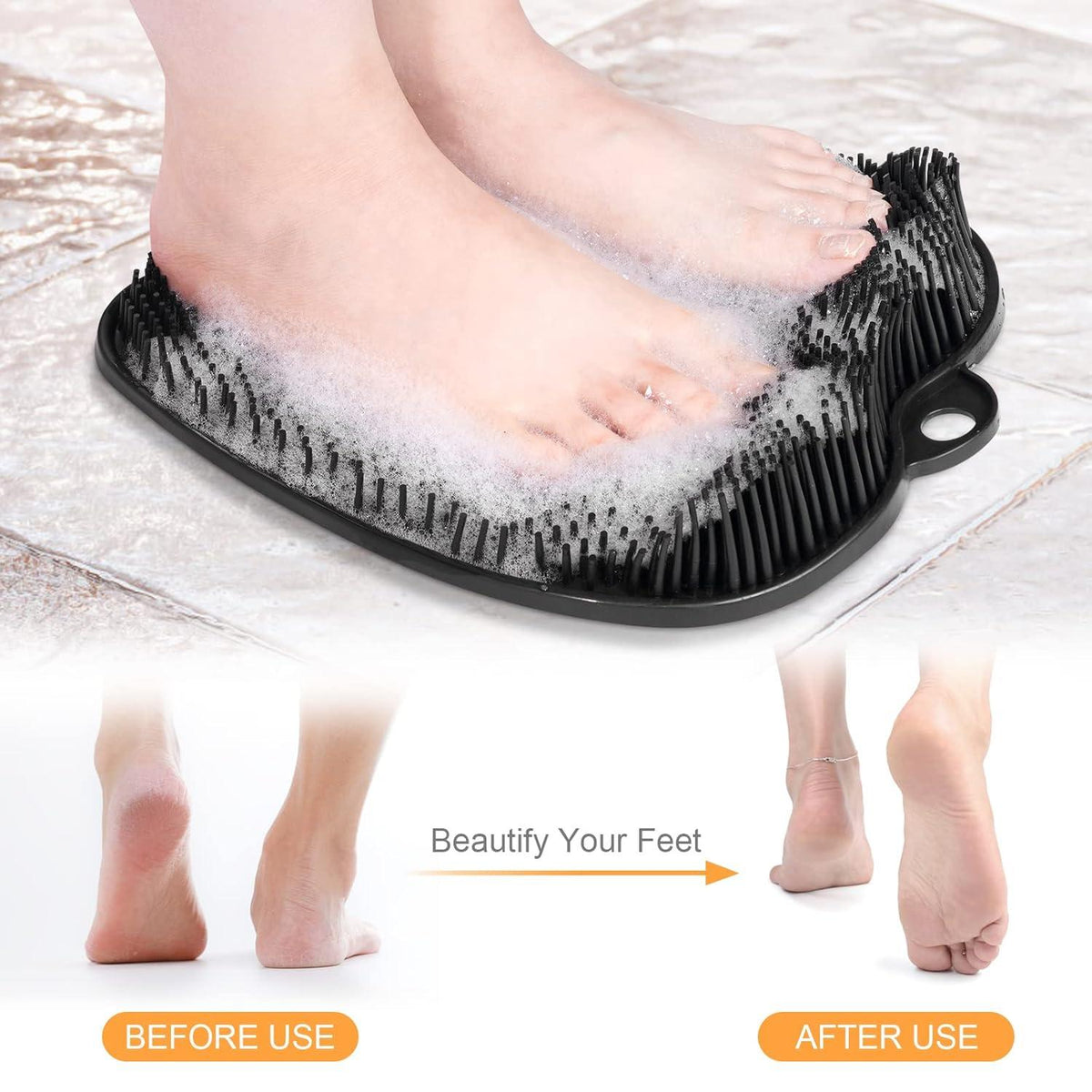 ACWOO Fußbürste Große Fußmassage Pad Rutschfeste Saugnäpfe Schwarz