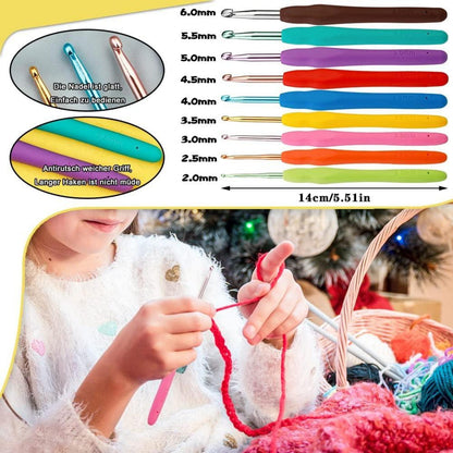 Häkelnadel-Set ergonomisch weiche Gummi-Nadeln 100-teilig