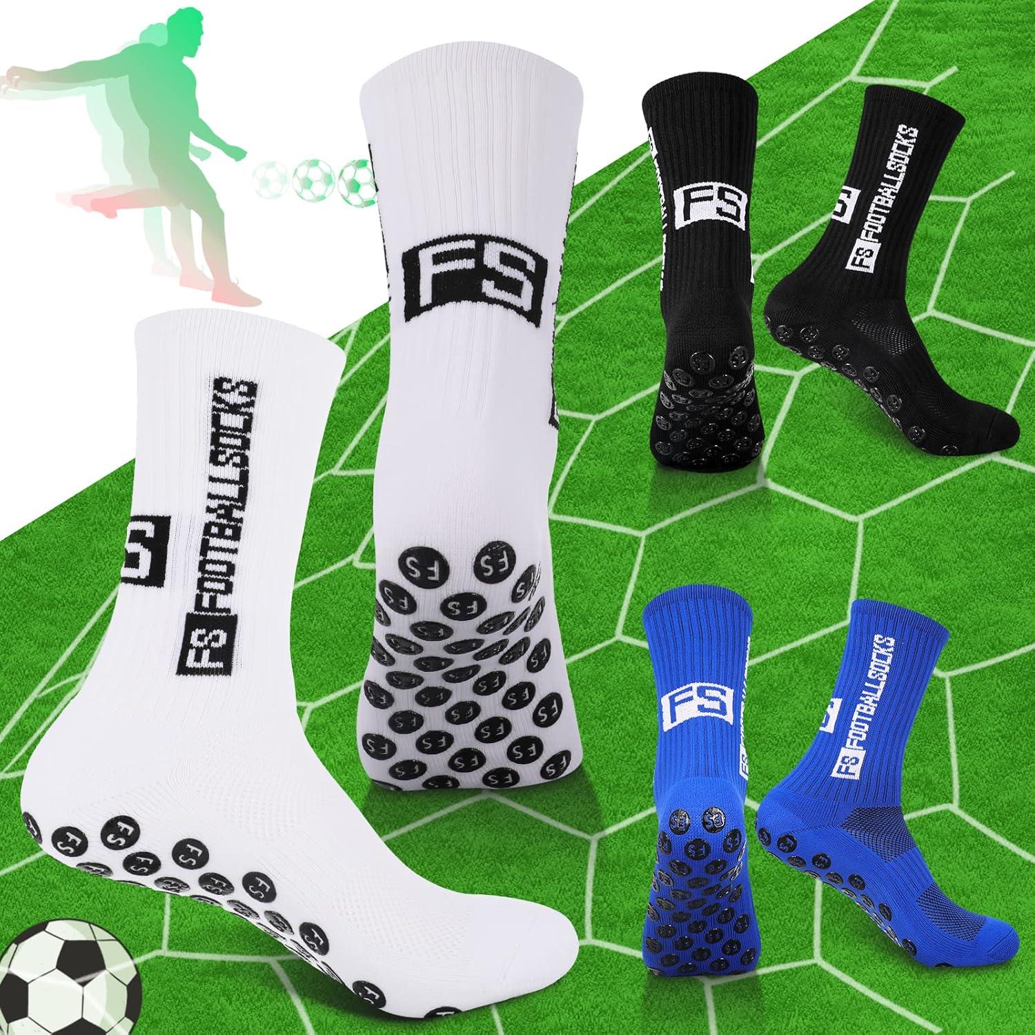3 Paar Herren Anti-Rutsch Sportsocken Fußball 38-46 Schwarz Blau