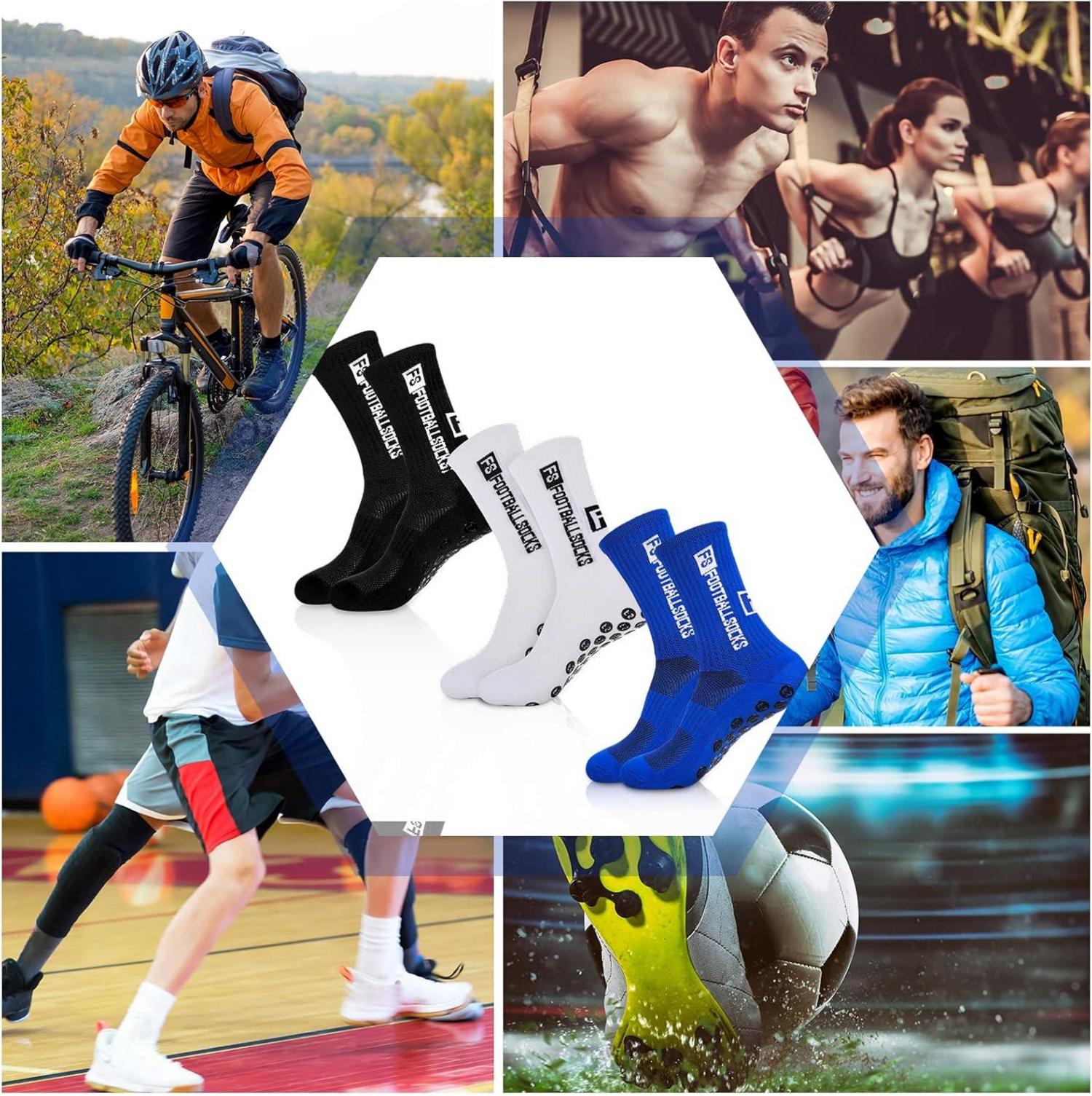 3 Paare Sportsocken Herren 38-46 Anti Rutsch Grip Fußballsocken