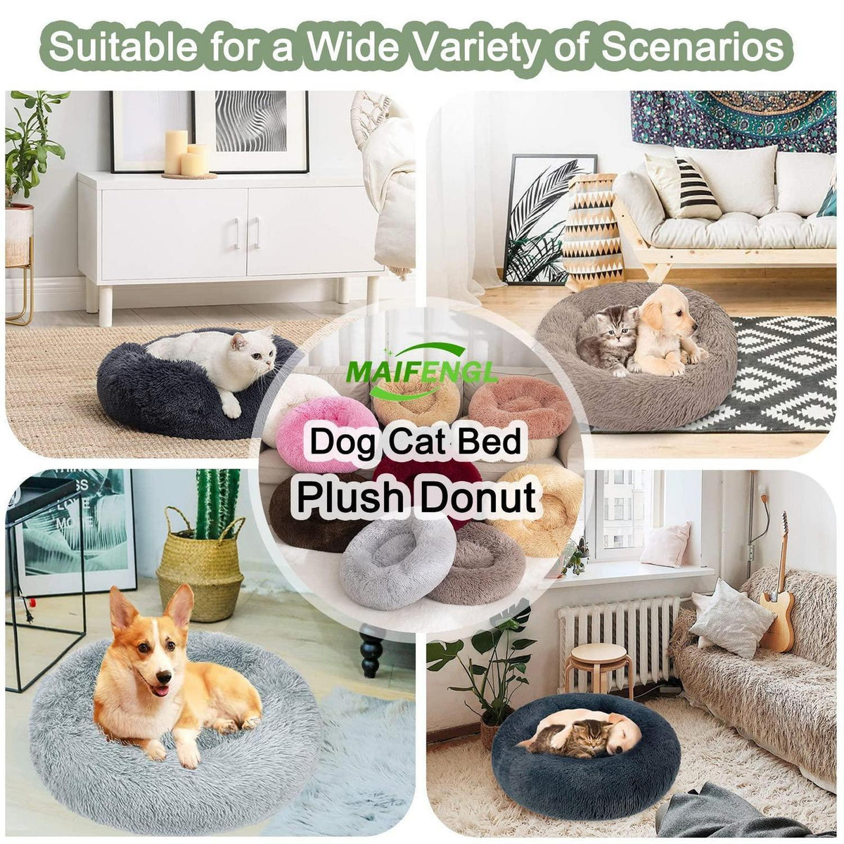 Flauschiges Hundebett Ø80cm – Waschbar & Rutschfest