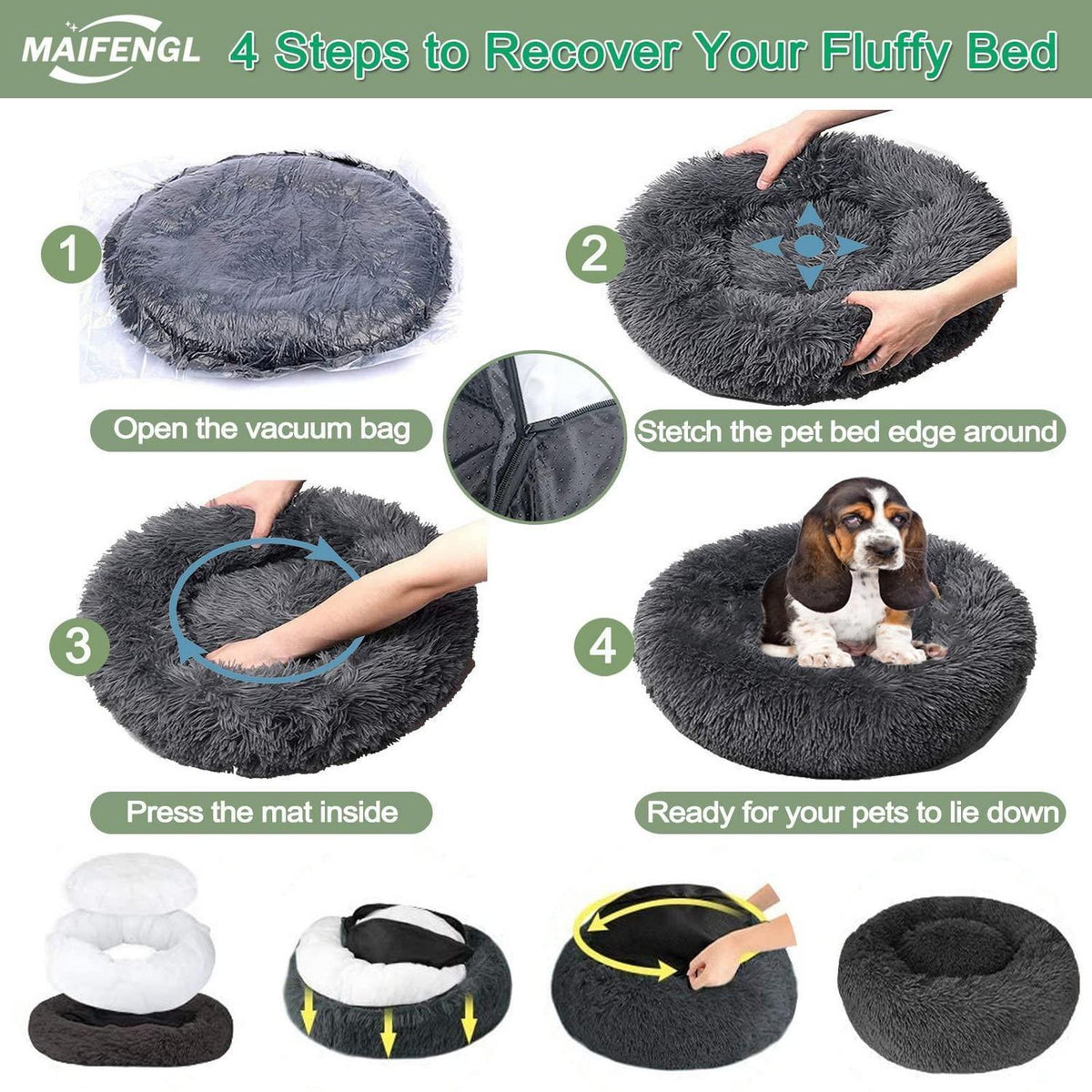 Flauschiges Hundebett Ø80cm – Waschbar & Rutschfest