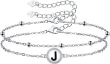 Buchstaben Armband 925 Sterling Silber Herz Verstellbar Damen GSG