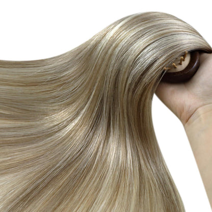 Hellbraune Microring Haarverlängerung – Echthaar, 50cm