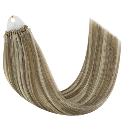 Hellbraune Microring Haarverlängerung – Echthaar, 50cm