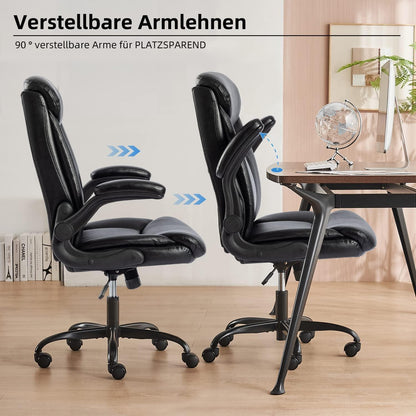 Bürostuhl Ergonomisch Schreibtischstuhl Schwarz PU Leder