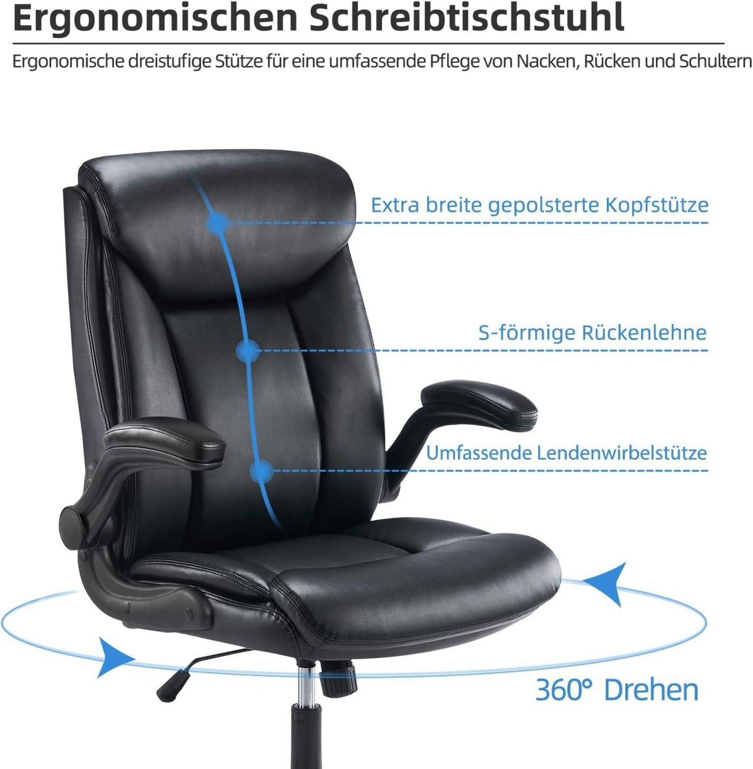 Ergonomischer Bürostuhl mit hochklappbarer Armlehne und 8cm Höhenverstellung