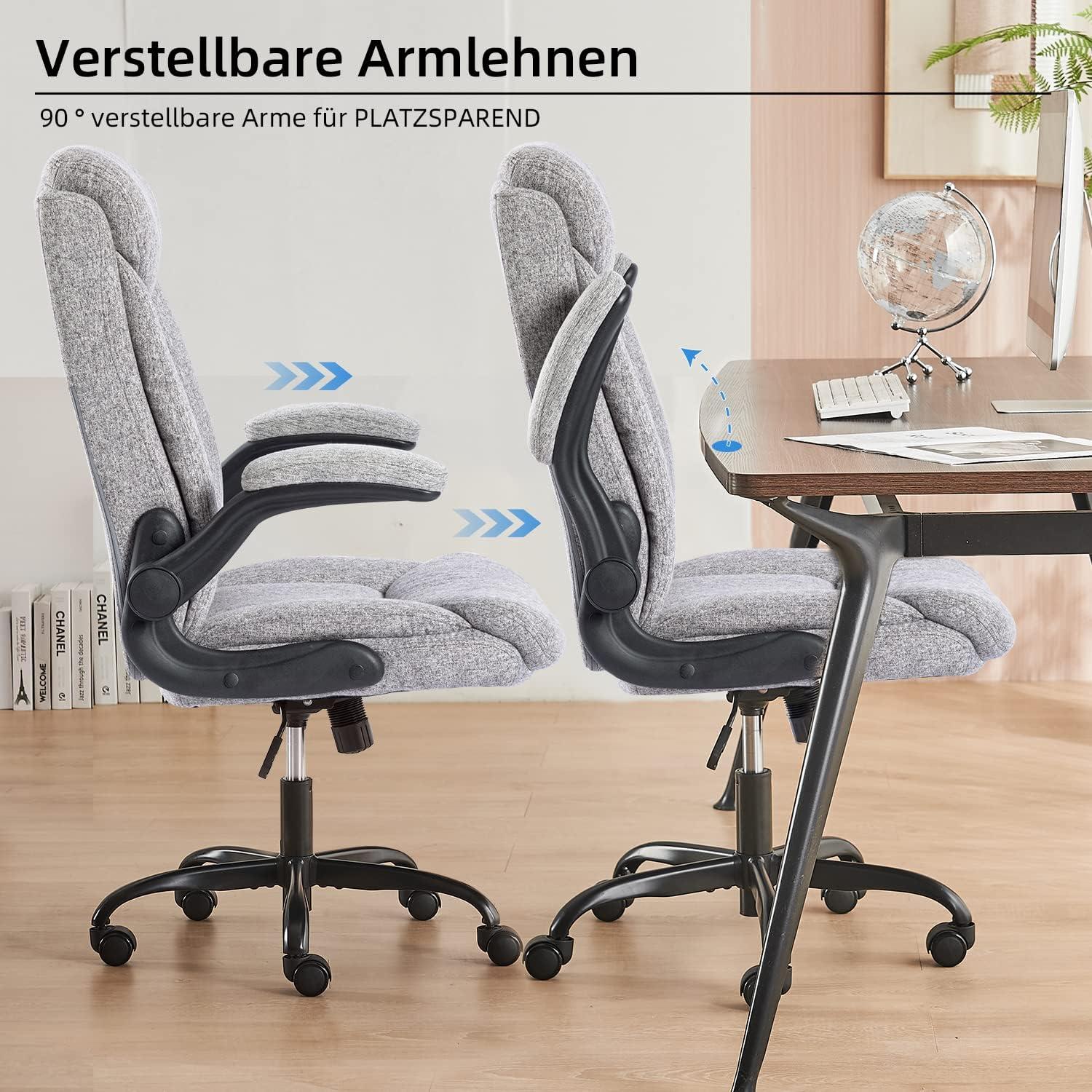 Ergonomischer Bürostuhl Grau Stoff Armlehne höhenverstellbar