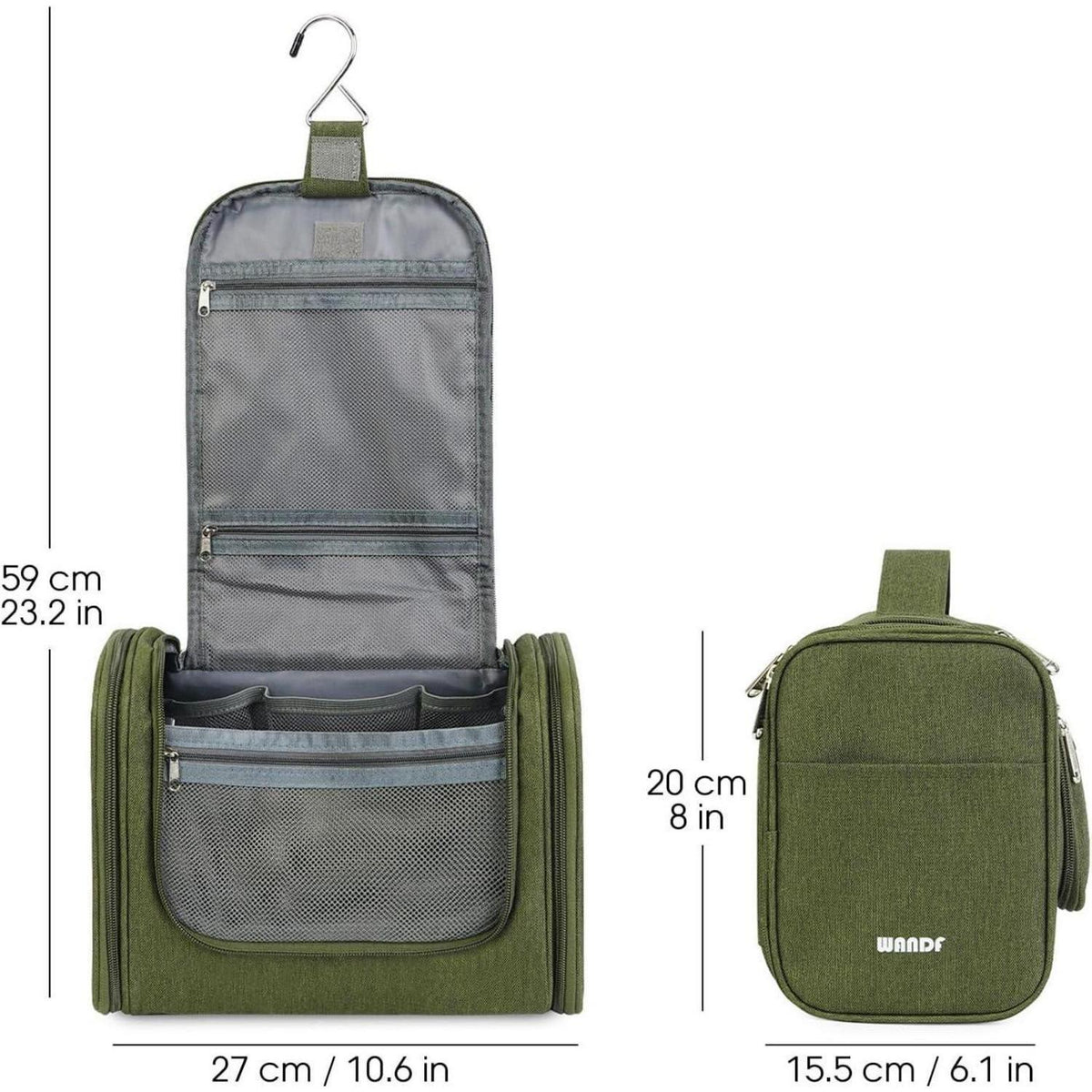 Große Kulturtasche zum Aufhängen, dunkelgrün