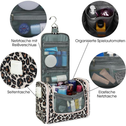Große Kulturtasche zum Aufhängen, Rosa Leopard