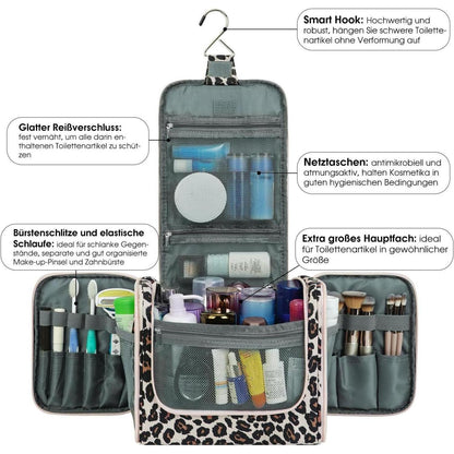 Große Kulturtasche zum Aufhängen, Rosa Leopard