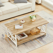 Rustikaler Couchtisch mit Stauraum, Runde Ecke, Holz