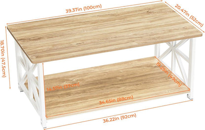 Couchtisch mit Stauraum 100cm Runde Ecke Holz Metall Eiche