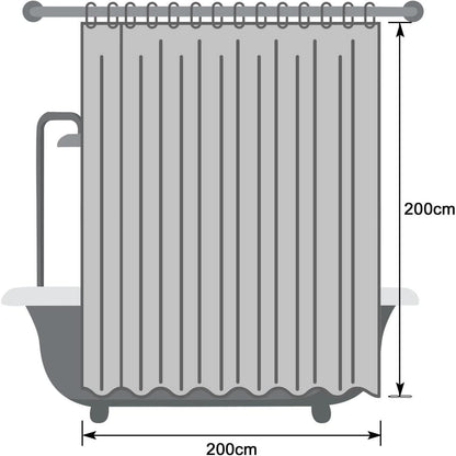 Duschvorhang 200x200cm mit Magneten, 3D Kieselsteinmuster, Transparent