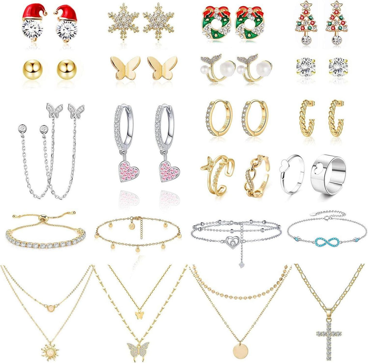 Schmuck Adventskalender 2024 für Damen Mädchen Weihnachten 24 Überraschungen