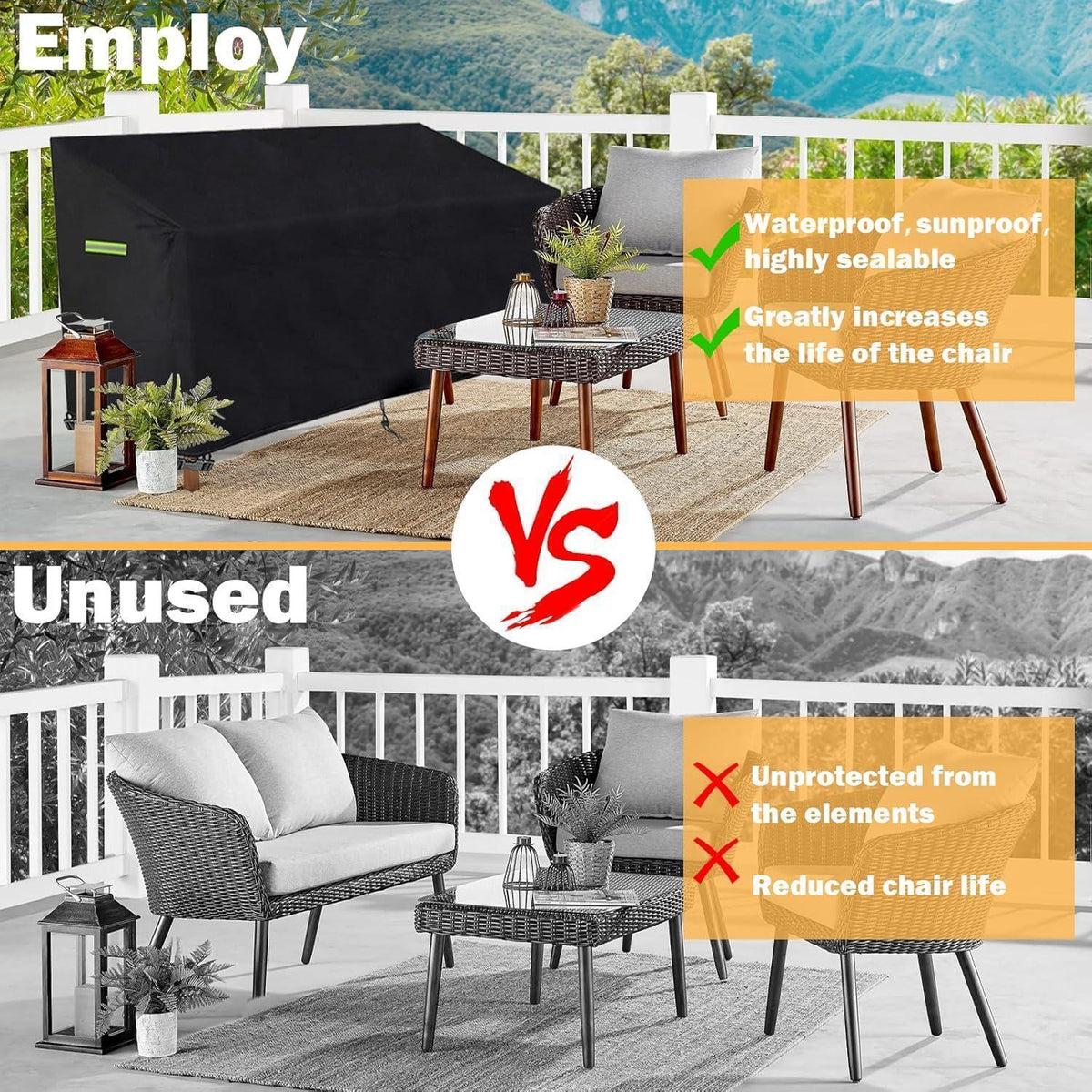 Gartenbank Abdeckung 2-Sitzer, Wasserdicht & UV-Beständig