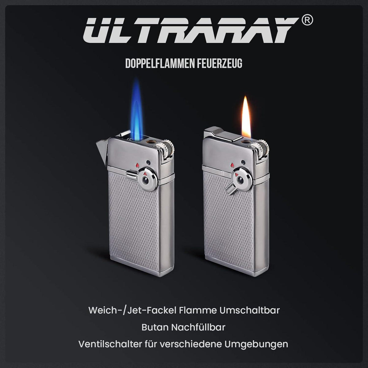 Jetflamme Sturmfeuerzeug Vintage Metall Nachfüllbar, Coole