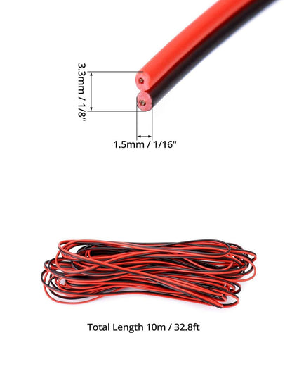 10 Meter 22AWG Elektrischer Draht, 2-adriges schwarz-rotes