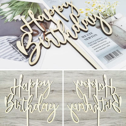 Cake Topper Happy Birthday aus Holz Kuchendeko Geburtstag 15x 20cm