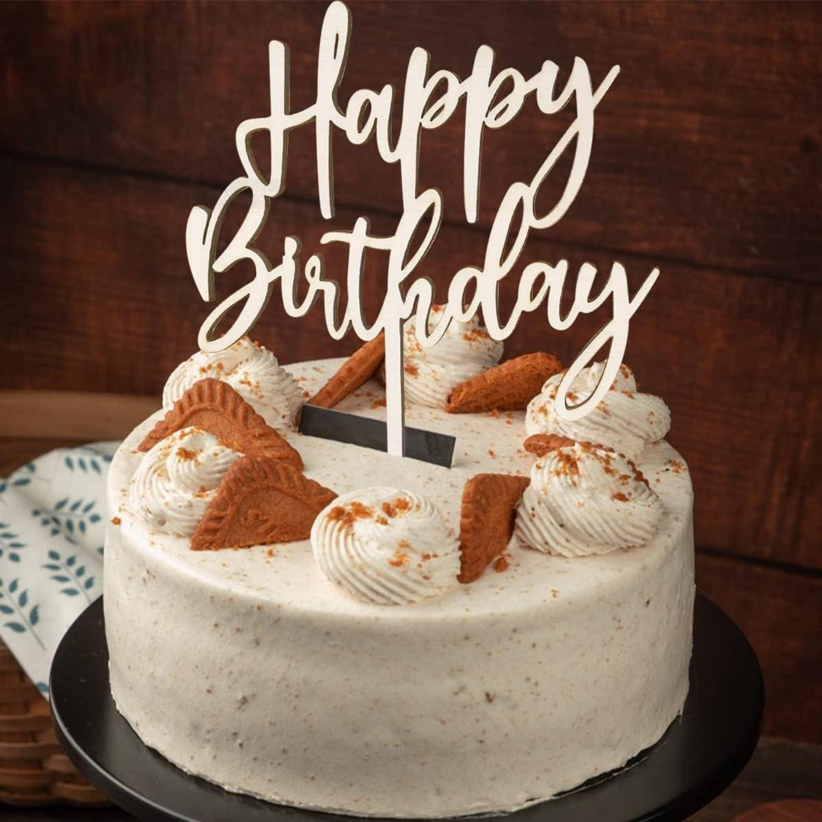 Cake Topper Happy Birthday aus Holz Kuchendeko Geburtstag Größe