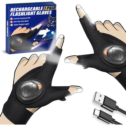 LED Handschuhe Schwarz - Angelhandschuhe für