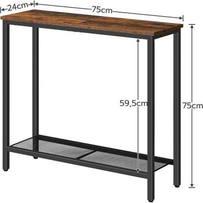 HOOBRO Schmaler Konsolentisch mit Ablageregalen 75x24x75cm
