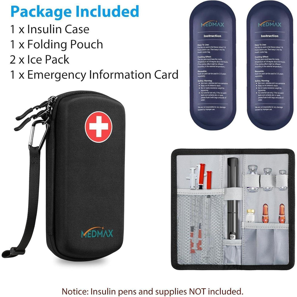 Insulin Kühltasche mit 2 Kühlakkus – Tragbare Diabetikertasche