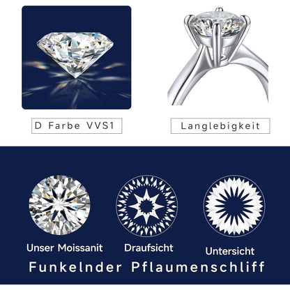 Verlobungsring Damen 1-2 Karat Moissanit Solitär 925 Silber
