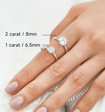 Verlobungsring 2 Karat Damen Moissanite Solitär 925 Silber D VVS1 Muttertagsgeschenk