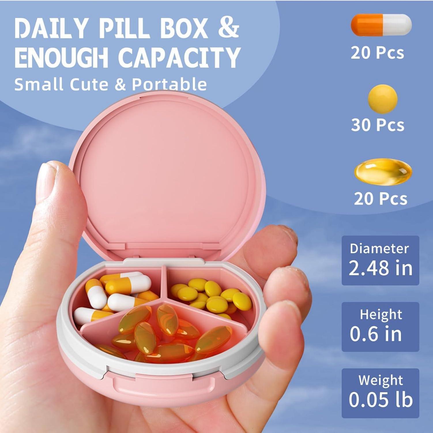 Tablettenbox 3 Fächer Pillendose Wasserdicht für Medikamente & Reise