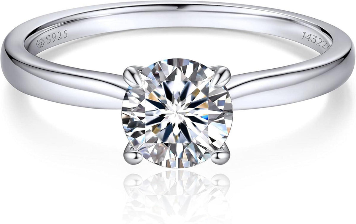Verlobungsring Damen 1-2 Karat Moissainte Solitär 925 Silber D VVS1