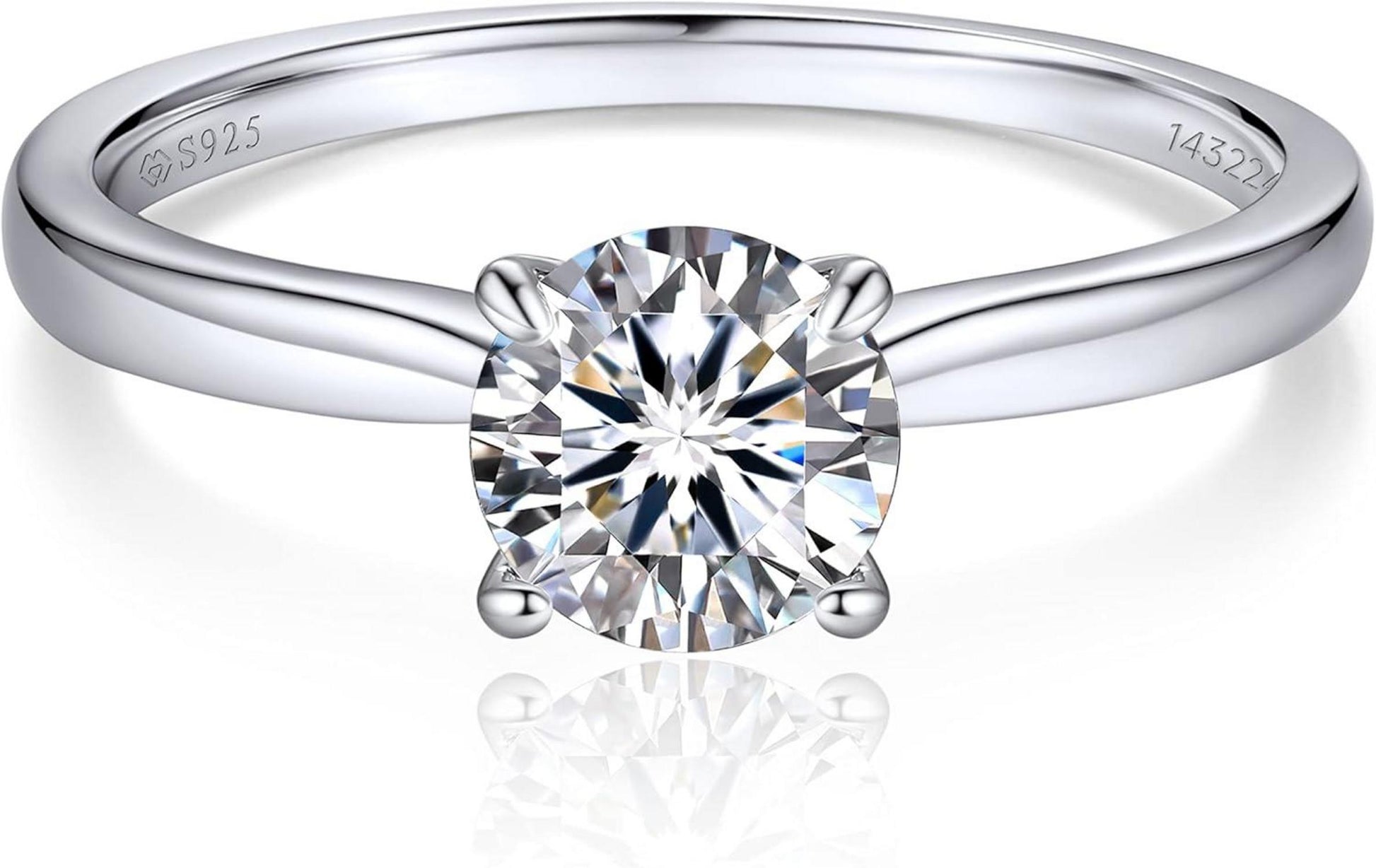 1-2 Karat Verlobungsring Damen Moissainte Solitär 925 Silber VVS1