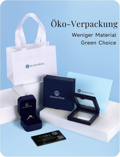 Verlobungsring Damen 2 Karat Moissanit Schneeflocke Silber 925 Geschenkbox