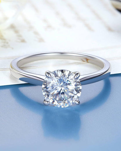 Verlobungsring Damen 1-2 Karat Moissainte Solitär 925 Silber D Farbe VVS1 2-Karat mit Zertifikat