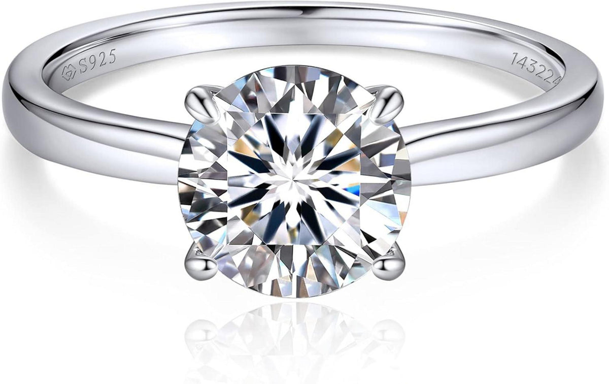 Verlobungsring Damen 1-2 Karat Moissainte Solitär 925 Silber D VVS1