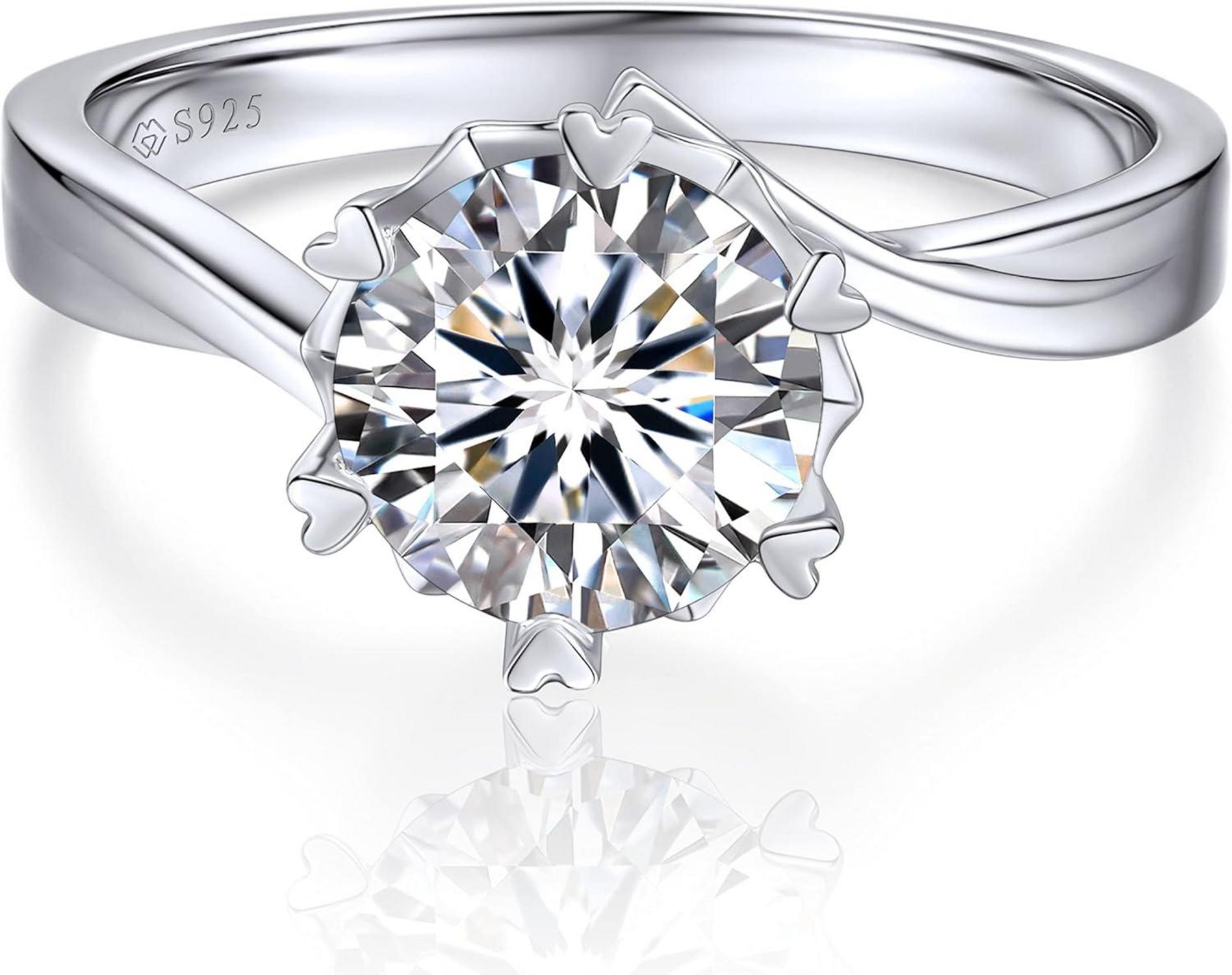 Verlobungsring Damen 2 Karat Moissainte Schneeflocke Silber 925