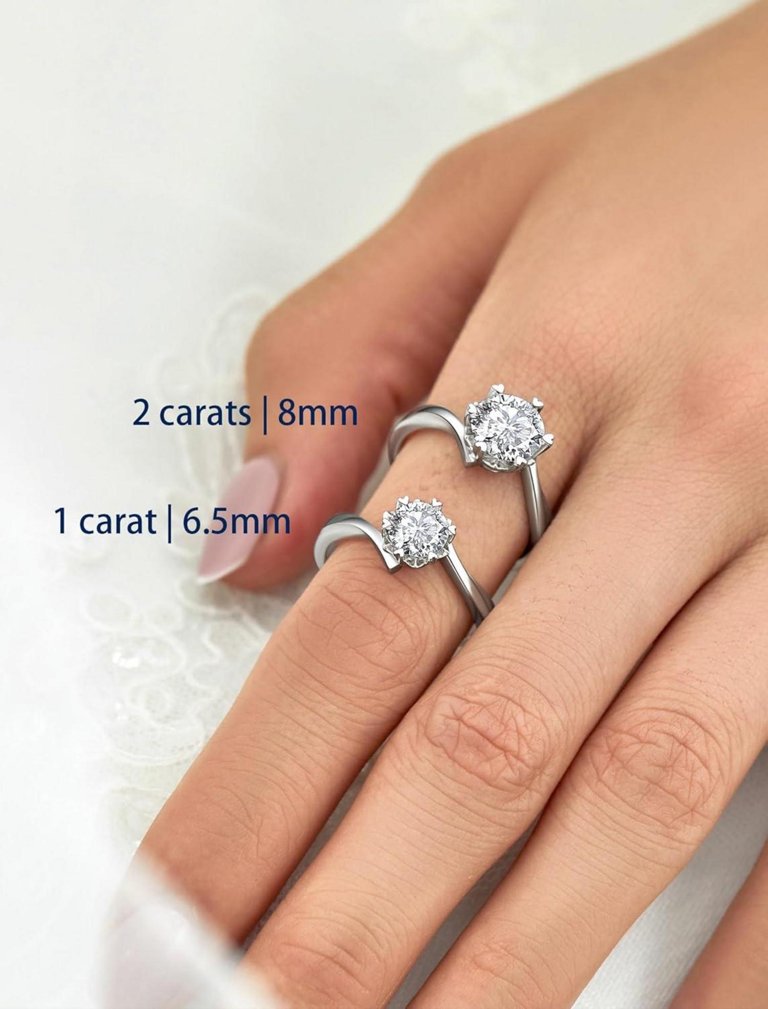 Verlobungsring Damen 2 Karat Moissanit Schneeflocke Silber 925 Solitär mit Geschenkbox