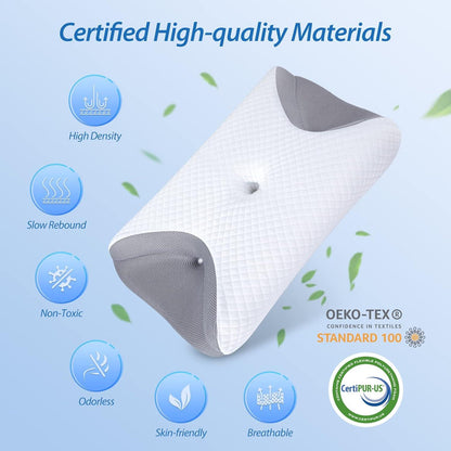 HOMCA CPAP Memory Foam Kissen für Seitenschläfer – Grau 65x41x9/11cm
