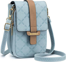 Handytasche RFID Blockierung Damen Leder Geldbörse Blau