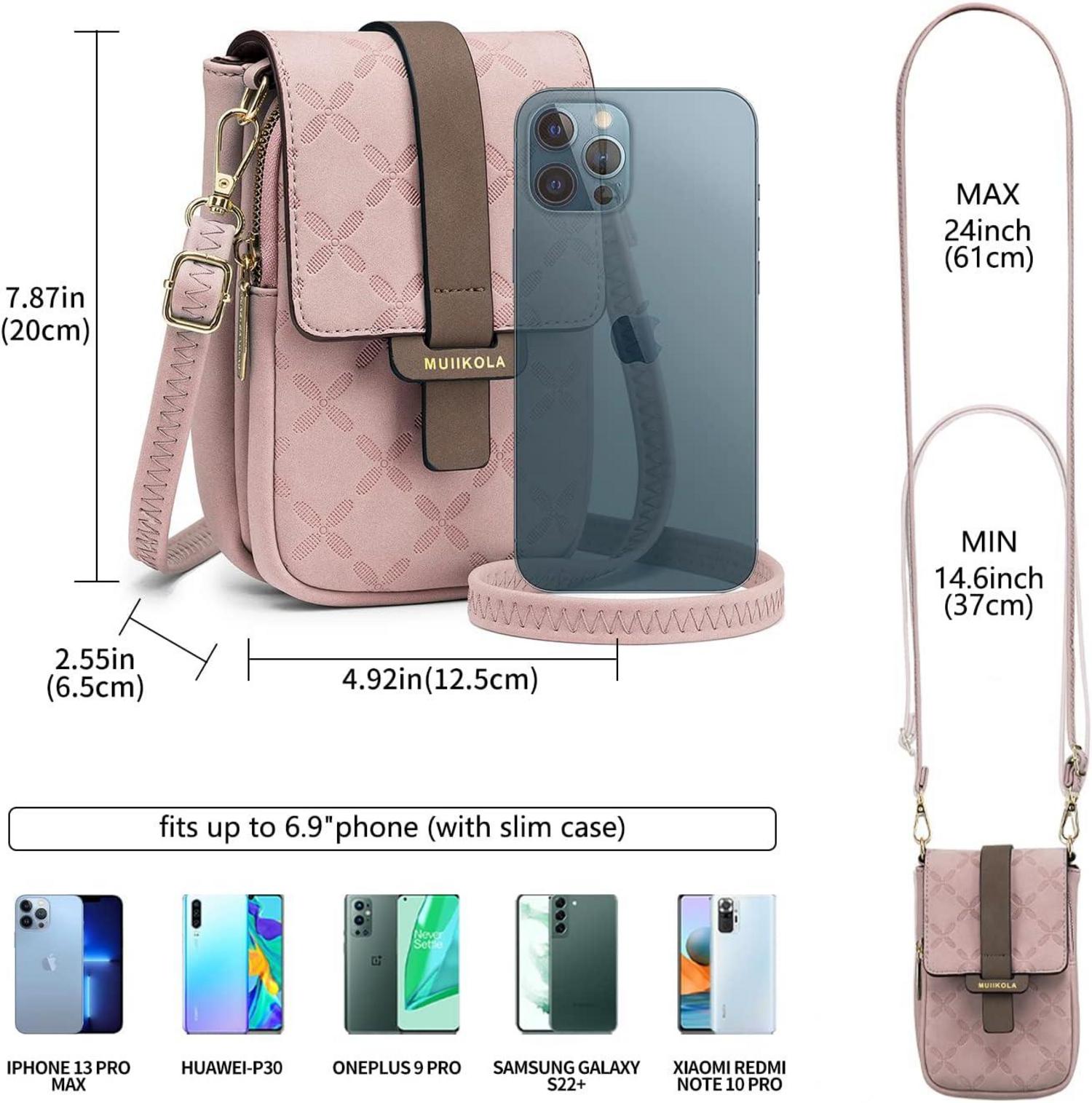 Handytasche RFID Blockierung große Kapazität Damen Leder Umhängetasche Neu-rosa