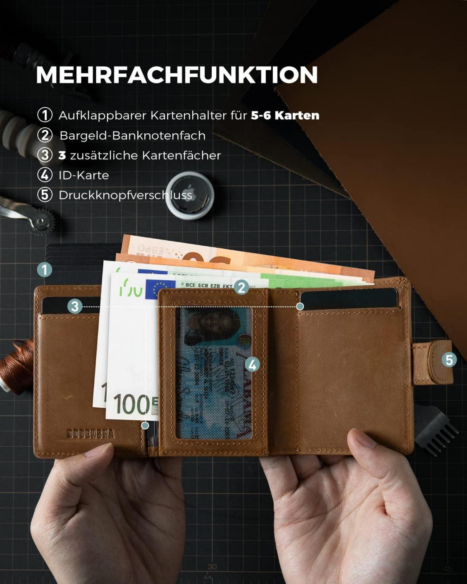 RFID Kreditkartenetui mit Münzfach Pop-up Aluminium Braun