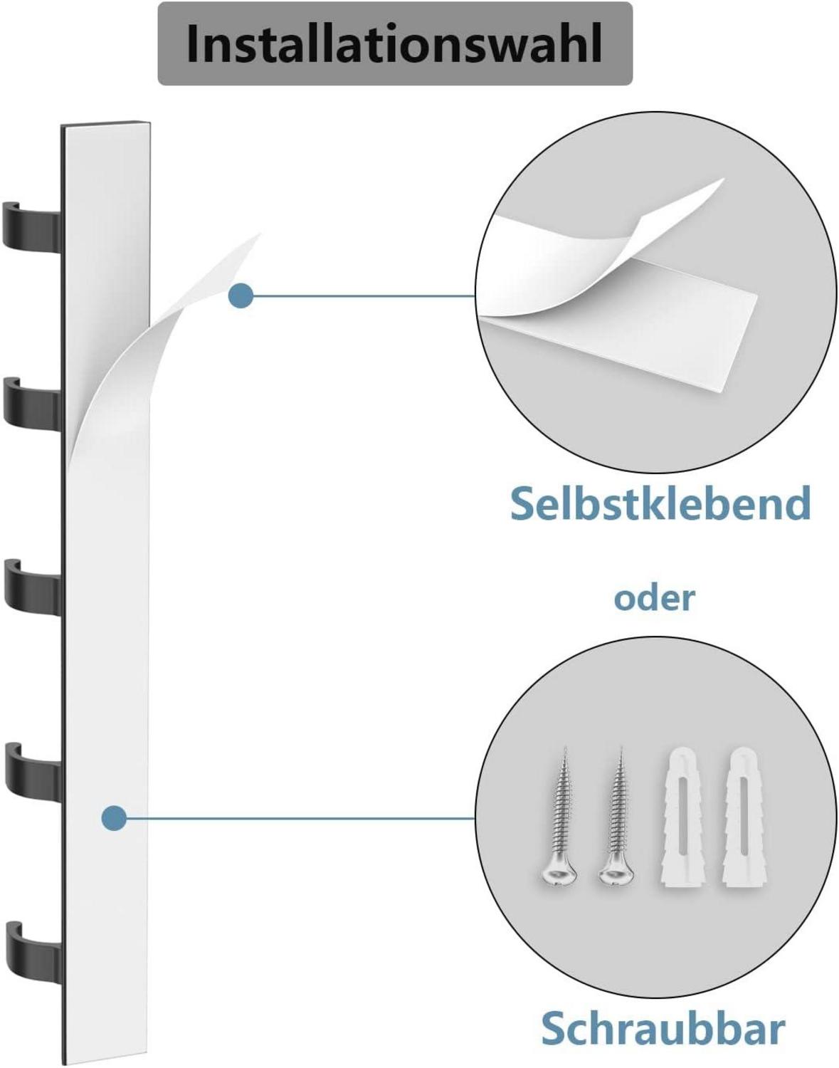 Kleiderhaken Wand Schwarz 5 Haken 30cm Garderobenhaken Ohne Bohren