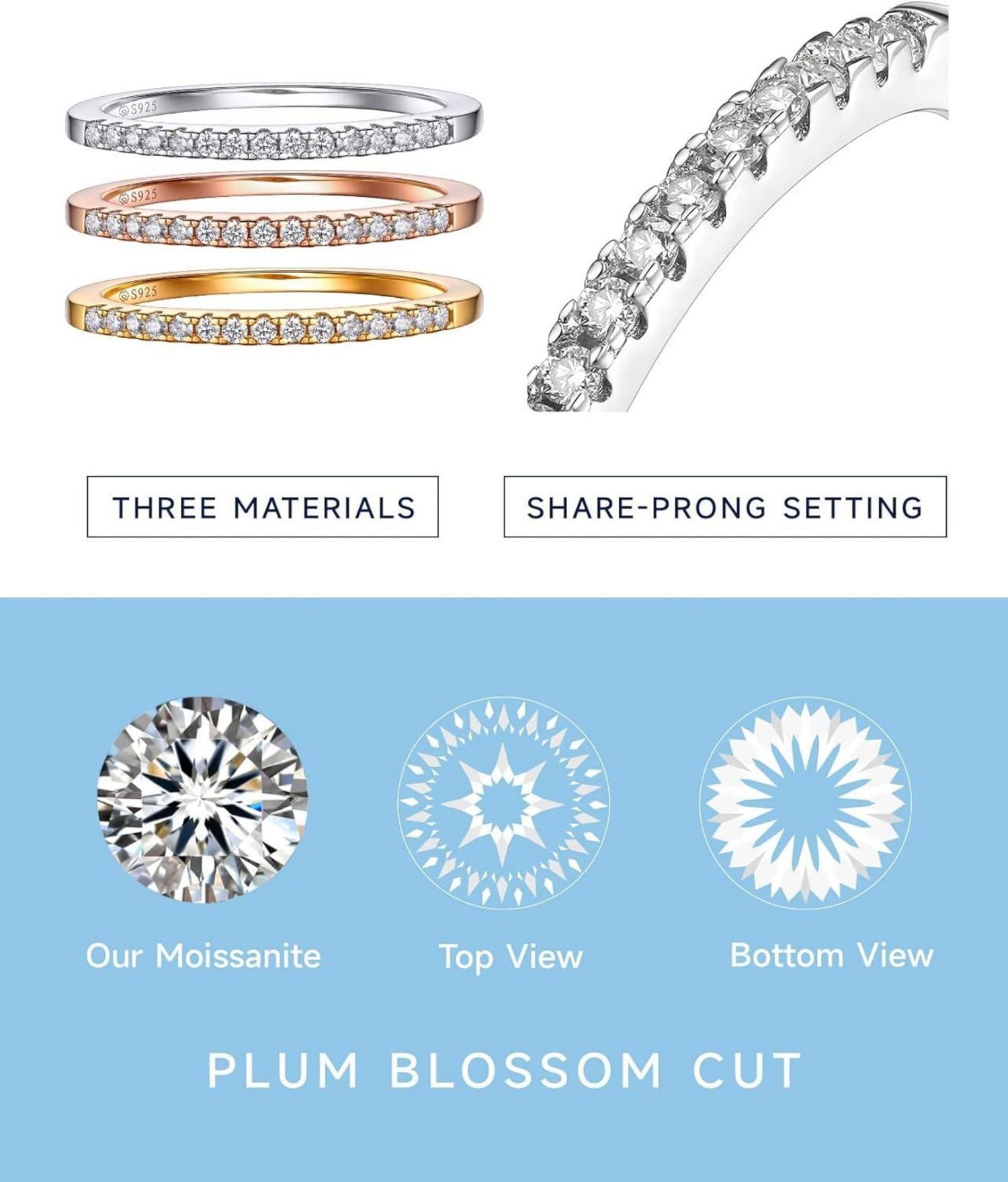 Moissanit Diamant Verlobungsring Silber 925 Ehering Band-Silber