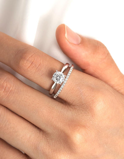 Moissanit Verlobungsring 925 Silber Eternity Bandring