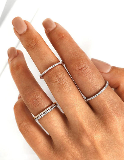 MomentWish Moissanit Verlobungsring Ehering 925 Silber Band
