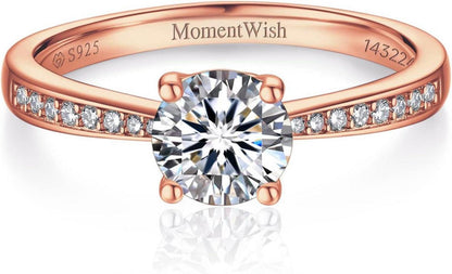 Verlobungsring Damen 1 Karat Moissanite Diamant 925 Silber VVS1 D Rose