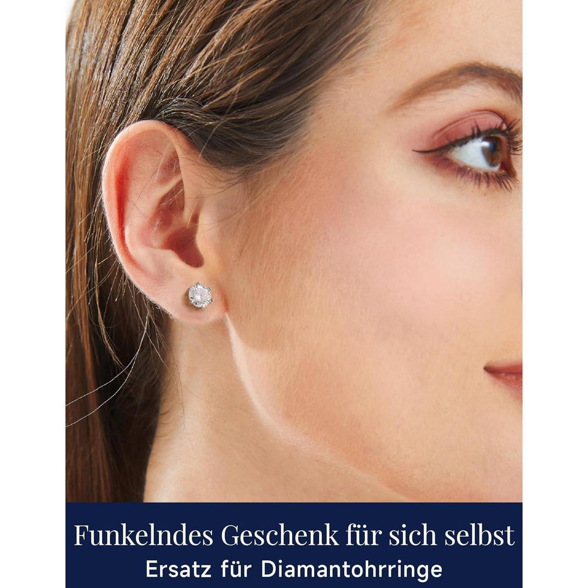 Moissanit Ohrstecker Silber 925, 1 Karat, 6-Zacken-Fassung, Geschenk für Frauen