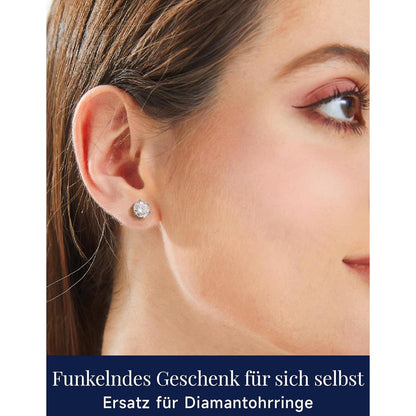 Moissanit Ohrstecker Silber 925, 1 Karat, 6-Zacken-Fassung, Geschenk für Frauen