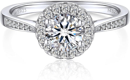 Moissanite Verlobungsring Damen Silber 1 Karat Valentinstag Geschenk