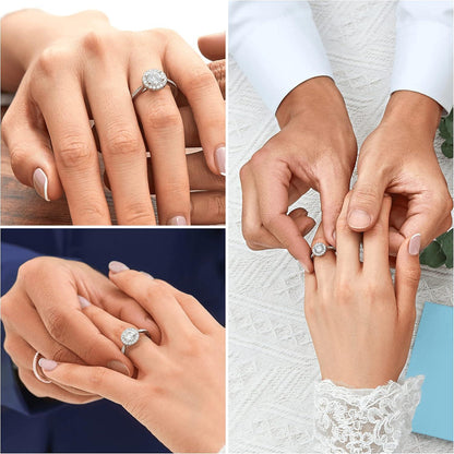 Verlobungsring Damen Silber 1 Karat Moissainte Halo